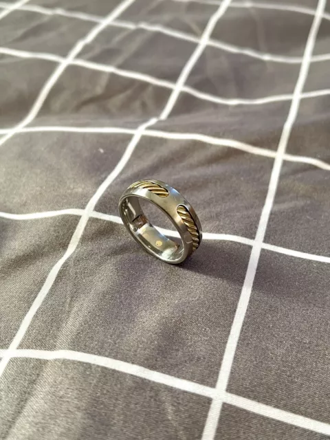 David Yurman Mens Streamline Band Ring With Gray Titanium And 18K Yellow Gold