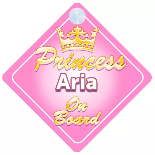 Crown Princess Aria On Board Personalised Baby Girl Car Sign