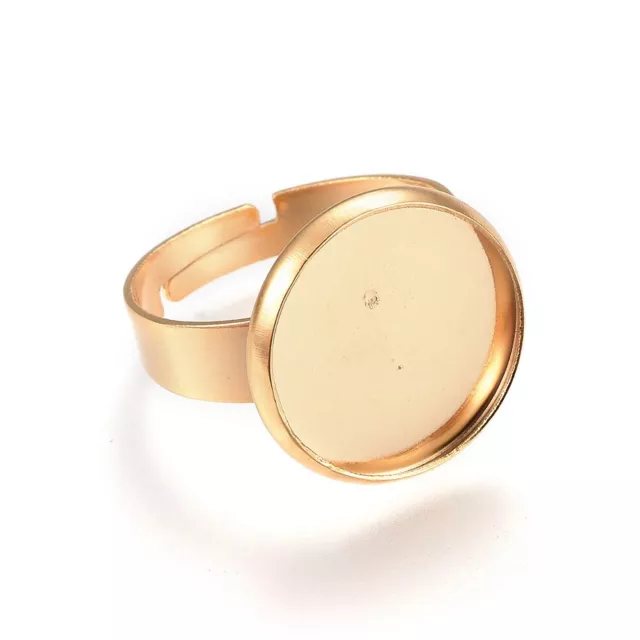 Anillos para dedos de acero inoxidable ajustables dorados componentes almohadilla anillo base hallazgos 3