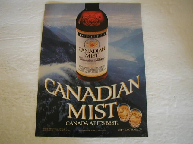 1985 Canadian Mist Canada At It's Best Bar Decor Man Cave Vintage Print Ad L037