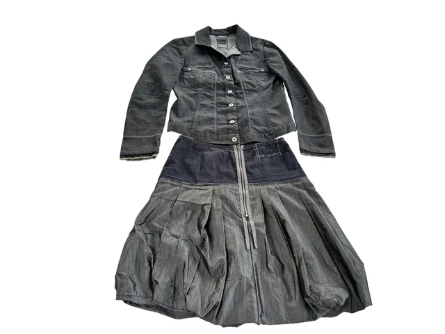 Jupe Marithé + François Girbaud Taille 36 - Style Boule/Tulipe - Denim Gris/Bleu - Occasion TBE