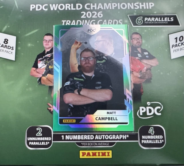 PANINI PDC WORLD Darts Championship 2026 Matt Campbell Base Green 07/25 ...