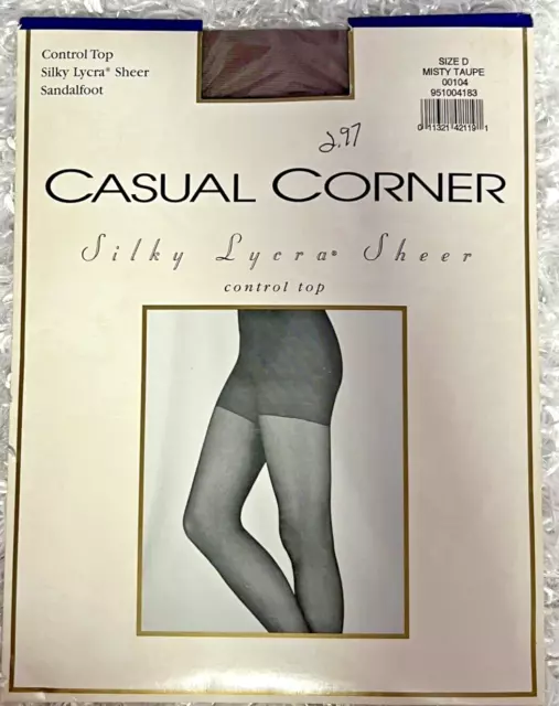 NOS SILKY LYCRA Sheer CASUAL CORNER Control Top Pantyhose Size D Misty  Taupe New $13.68 - PicClick