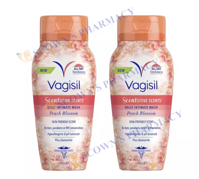 2 x Vagisil Intimate Wash Scentsitive Scents Peach Blossom 240 ml - Healthy Skin