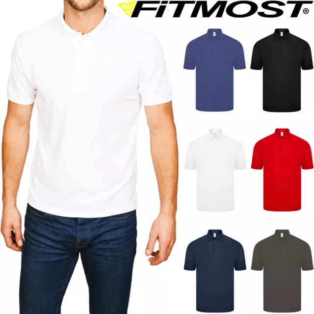 Mens Polyester Polo Shirt Active Wear Short Sleeve Premium Golf Casual Plain Top