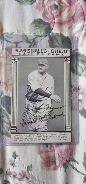 Orig. 1948 Baseball's Great Hall of Fame Honus Wagner Autographed Exhibit Card