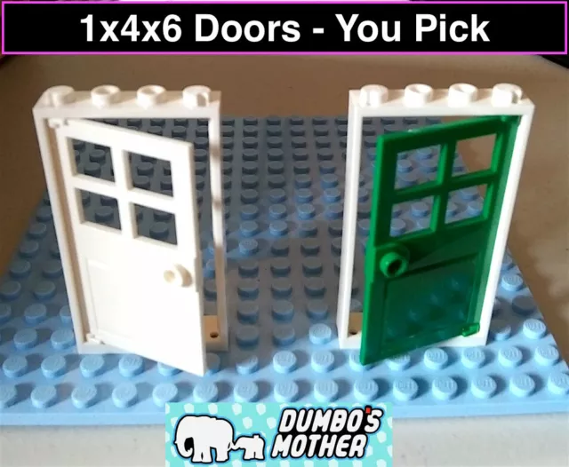 Lego 1x4x6 White Door Frame w/ Green or White 4 Pane Door House Home NEW U Pick