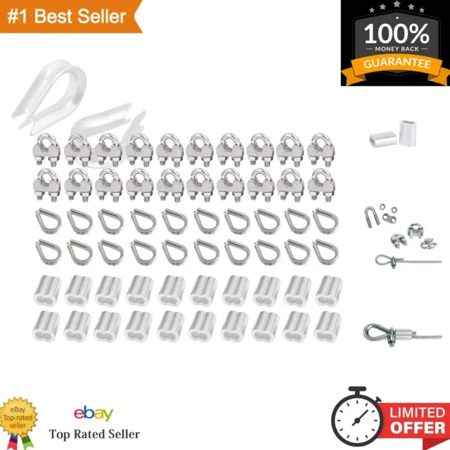 60Pcs M3 Wire Rope Cable Clamp Set - Stainless Steel & Aluminum - 3 Styles