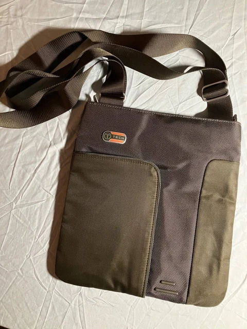 Tumi T Tech Brown Men's Messenger Crossbody Travel Book Laptop School Bag