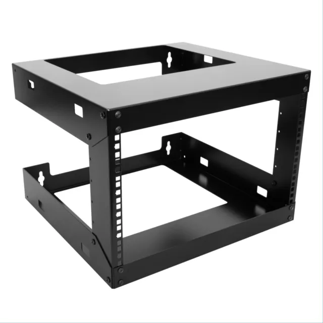 6U Wall Mount Open Frame 19'' Server Equipment Rack Threaded 18 inch depth Black