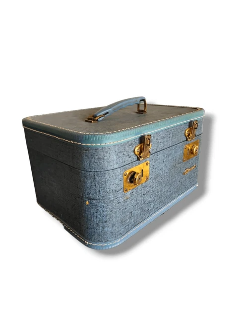 Vintage mid 20th century Monarch train carry on luggage makeup case 14" Large