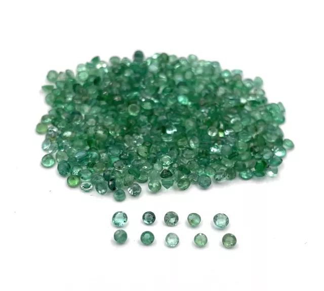 Natural Zambian Emerald Round Cut Loose Gemstone Lot 33 Pcs 2 MM 1 CT