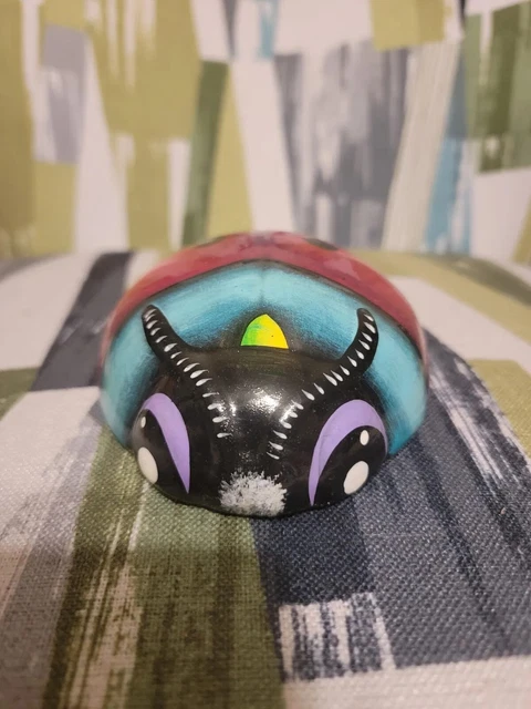 Vintage Hand Painted Ceramic Smiling Lady Bug Ladybug Decorative