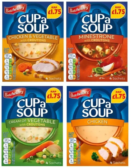 Batchelors Cup a Soup - 36 Sachets - 9 Boxes Of 4 - Retail Package - 4 Flavours