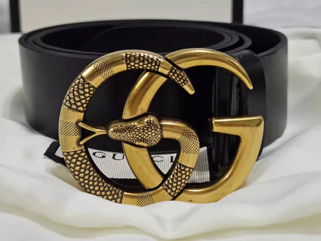 Authentic Gucci Snake Belt Black GG Unisex Size 95cm 32/34