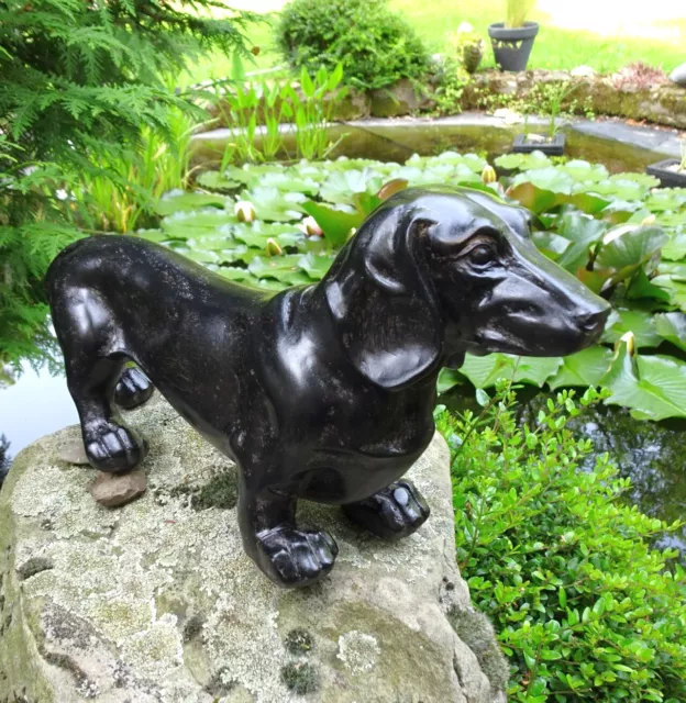 Dackel Figur schwarz Deko Hund Teckel 30cm Statue Objekt Dachshund Vintage