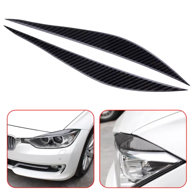 2 Real Carbon Fiber Headlight Eyebrow Cover Trim pour BMW 3 Series F30 2017