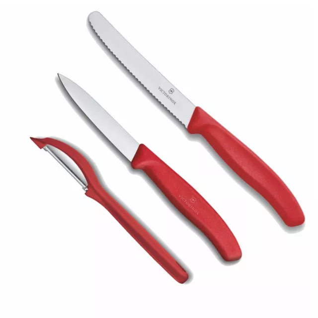 VICTORINOX Küchenset 3tlg. Gemüsemesser Tomatenmesser Schäler - rot