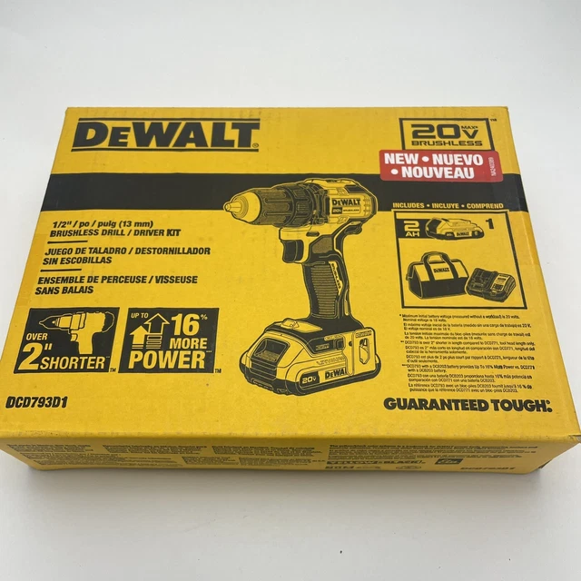 DeWalt DCD793D1 20V MAX Brushless 1/2" Cordless Compact Drill Driver Kit New
