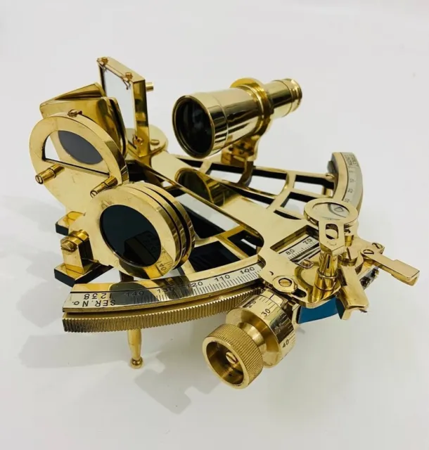 Vintage Ship Astrolabe Model Sextant 9" Solid Brass Working Sextant Navigation