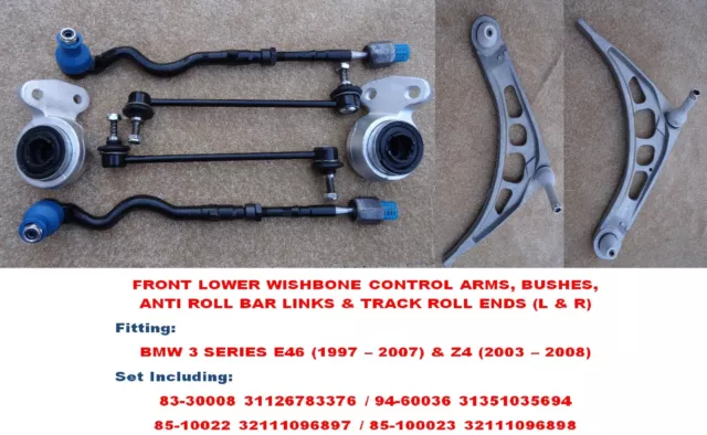 Wishbone Suspension Control Arm Kit fit BMW E46 3 Series Z4 E85 Front Lower