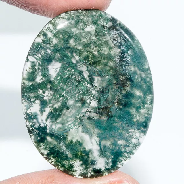 Cts. 36.05 Natural Landscape Design Moss Agate Cabochon Oval Pear Loose Gemston