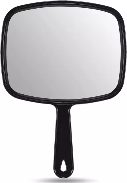 Hand Mirror, All Black Handheld Mirror with Handle, 6.6" W X 9.3" L