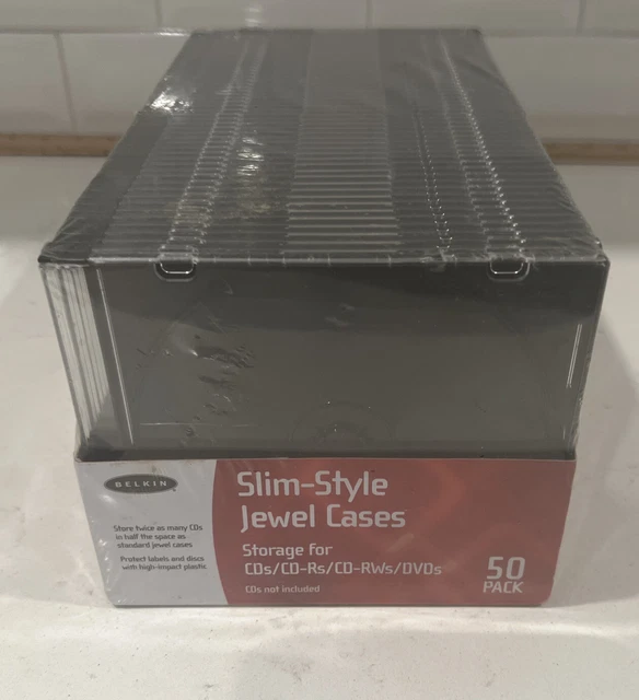 Belkin Slim Style Jewel Cases for DVD CD Disc Pack of 50 New Sealed Unused