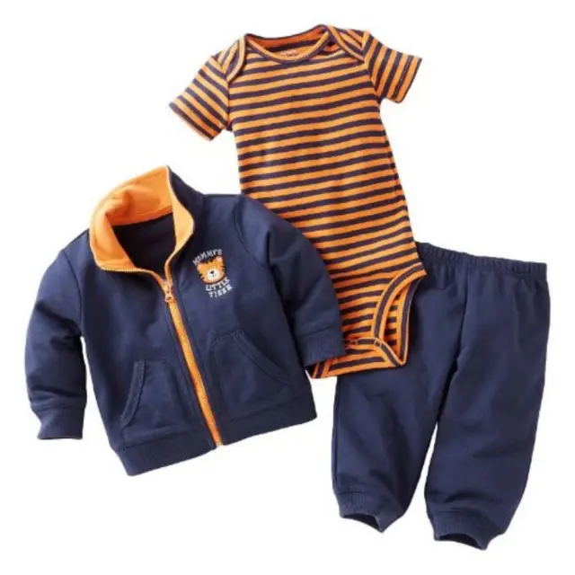 Carters Infant Boys 3 Piece Mommy's Tiger Outfit Sweat Pants Creeper & Jacket