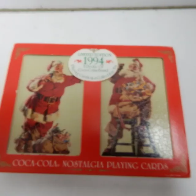 COCA COLA Santa Christmas 2-Deck Playing Cards Set in Tin ~1994 Edition