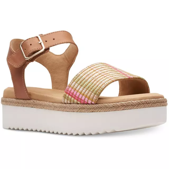 CLARKS WOMENS LANA Shore Tan Wedge Sandals Shoes 10 Medium (B,M) BHFO ...