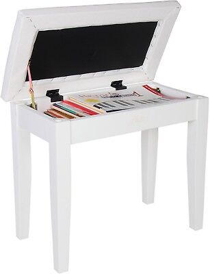 Hadley Piano Stool or Dressing Table Bench / Seat with Storage Compartment White 2