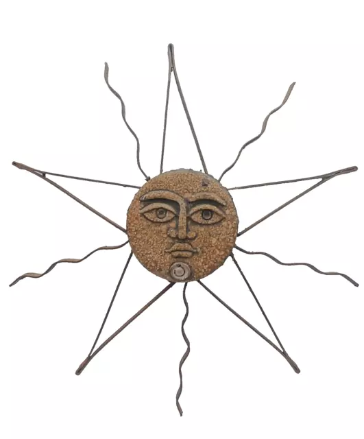 Vtg Cast Iron SUN FACE Hand Forged RESIN MOLD Primitive MCM Patio Yard WALL ART