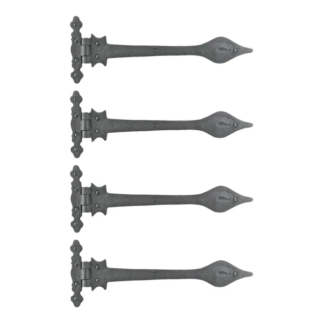 Black Wrought Iron Strap Door Hinge 11.25" L Flush Mount with Hardware Pack of 4