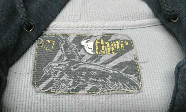 Mens THOR Black Full Zip Sweatshirt Sweater Size M Waffle Thermal Lined Hoodie 6