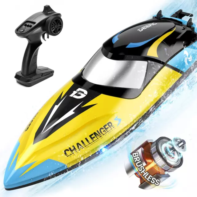 DEERC Brushless RC Boat, 30+ Mph Fast Remote Control Boats with Never Capsize...