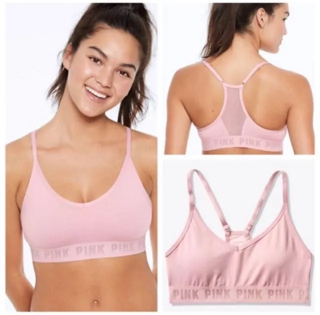 Victoria's Secret Pink Ultimate Lightly Lined Sports Bra RED WILD FLOWER w/  Pink