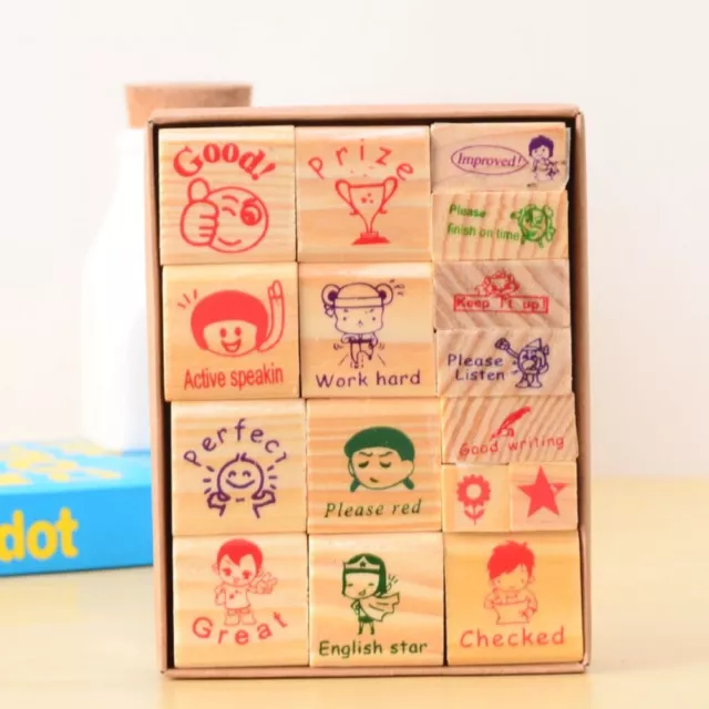 16pcs/set Reward Kids Teacher Commentary Stamp