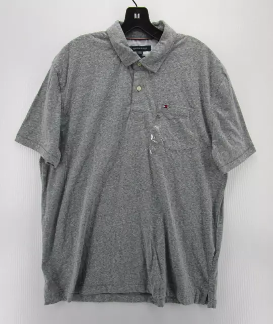 TOMMY HILFIGER POLO Shirt Men XL Gray Pullover Golf Custom Fit Rugby ...