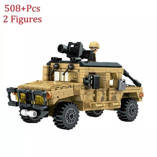 Bloques de construcción militar MOC blindado Humvee H1 coche todoterreno...