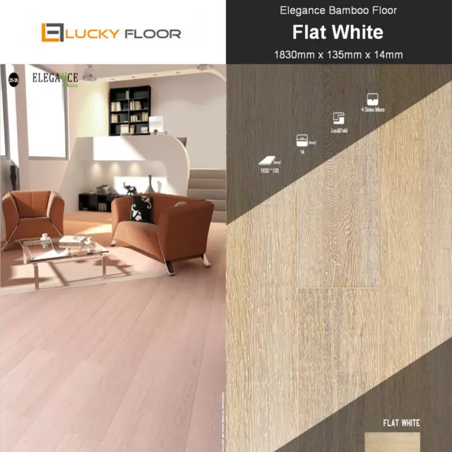 SAMPLE Strand Woven Bamboo Flooring 14mm Flat White E0 Floorboard Floating Floor