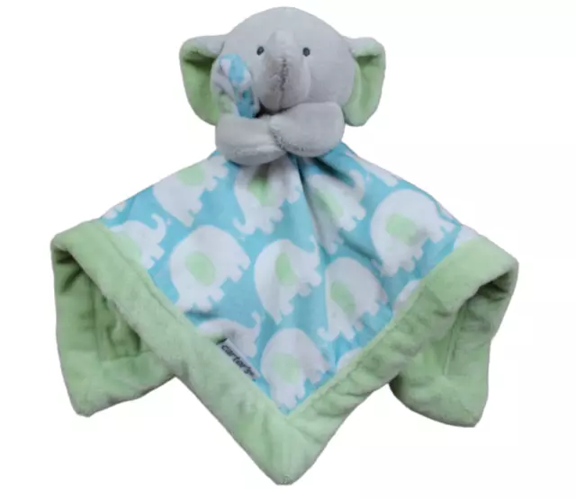 Carters Green Teal Gray Elephant Security Blanket Lovey Baby Infant Boy Plush