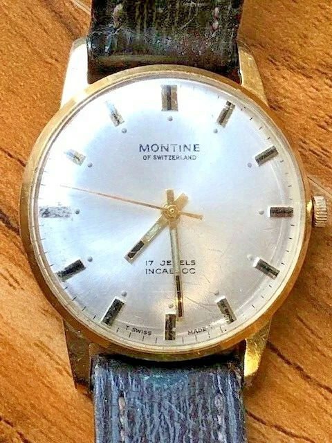 Montre Mécanique Vintage Montine - 17 Rubis (17 Bijoux) - Mouvement Incabloc - Pour Pièces Ou Réparation