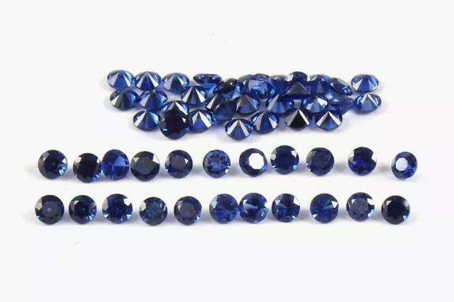 Natürlich Ceylon Blau Saphir Lose Rund Diamantschliff Edelstein Menge 2x2 MM - 5