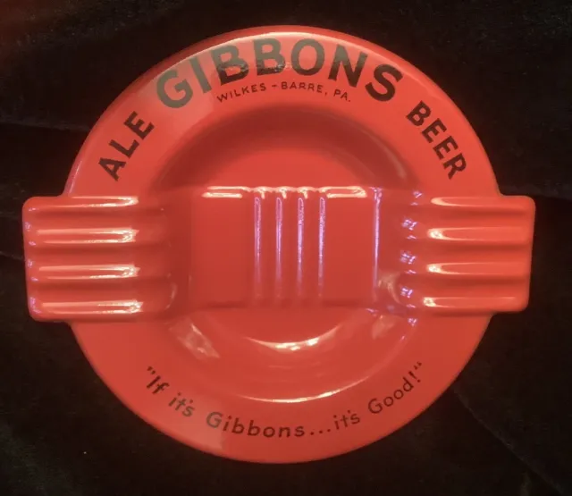 Vintage Advertising Gibbons Beer Ashtray Red Metal NEVER USED