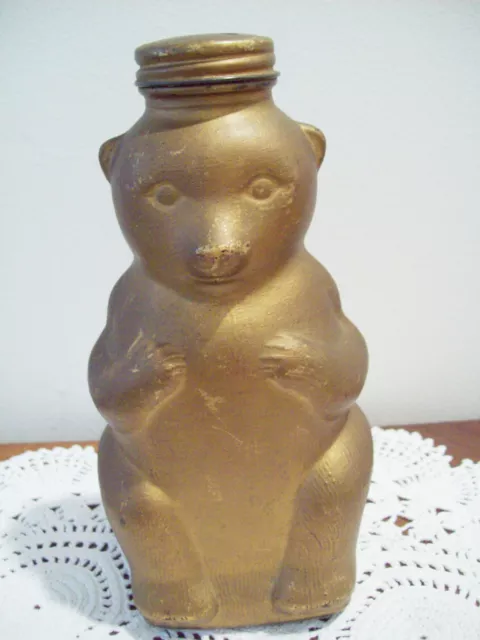 Vintage Snow Crest Beverages Glass Honey Bear Bottle Jar Bank