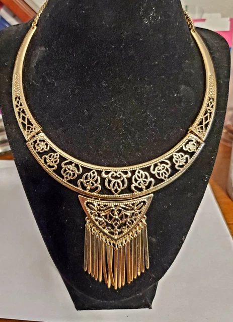 Charming Charlie Gold Tone Georgous Statement Necklace