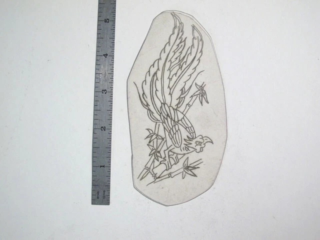 Plantilla de acetato flash de tatuaje década de 1960 faisán sobre bambú BR3
