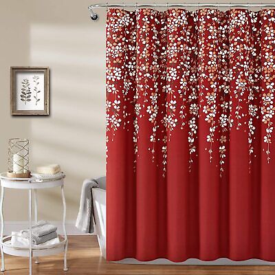 Lush Decor Weeping Flower Shower Curtain - Fabric Floral Vine Print Design, 72”