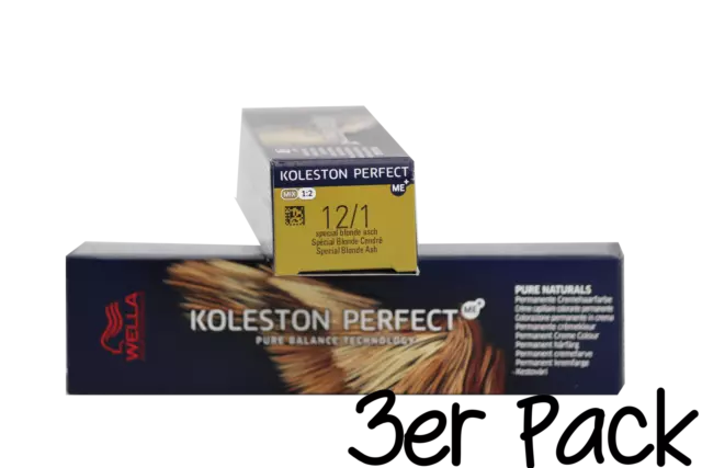 16,64€/100ml 3x Wella  Koleston Perfect ME+ Special Blonde 12/1 Haarfarbe 60 ml